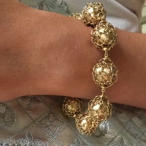 Solid 14k Gold custom made and custom designed netted ball bead brac…